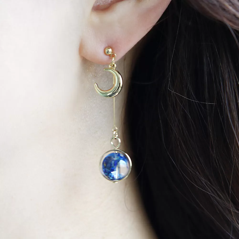 MoonStar Blue Planet Dangle Earrings