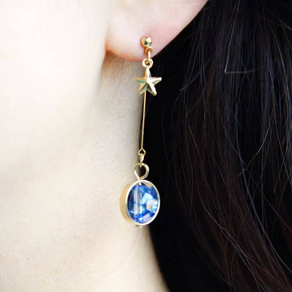 MoonStar Blue Planet Dangle Earrings