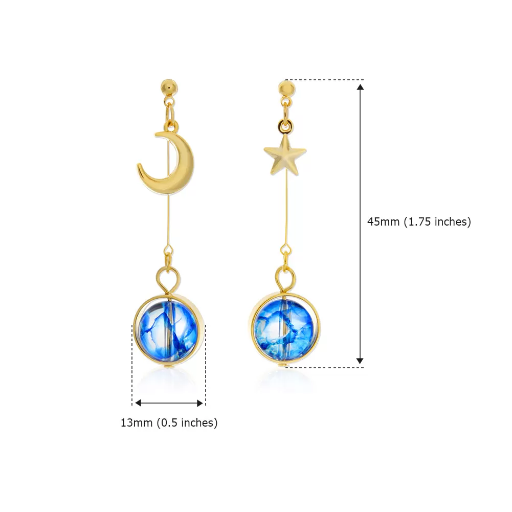 MoonStar Blue Planet Dangle Earrings