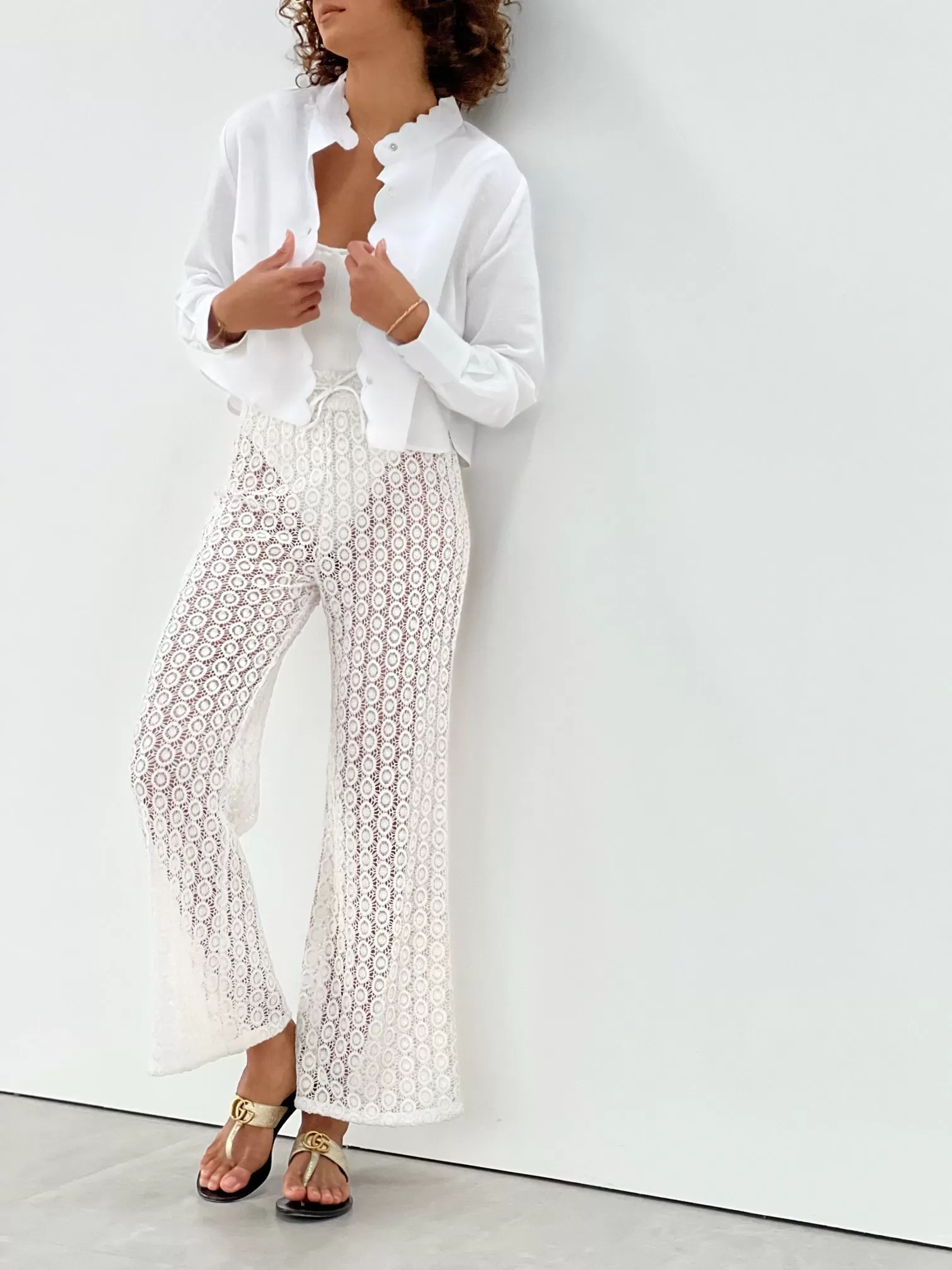 Nammos Cotton Lace Trousers | Coconut White