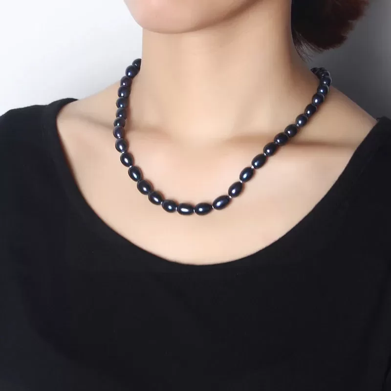 Natural Black Pearl 925 Sterling Silver Necklace