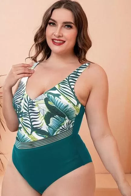 One Piece Swimwear | Two-Tone Plunge One-Piece Swimsuit (Plus size)