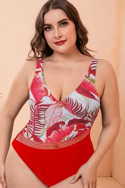 One Piece Swimwear | Two-Tone Plunge One-Piece Swimsuit (Plus size)