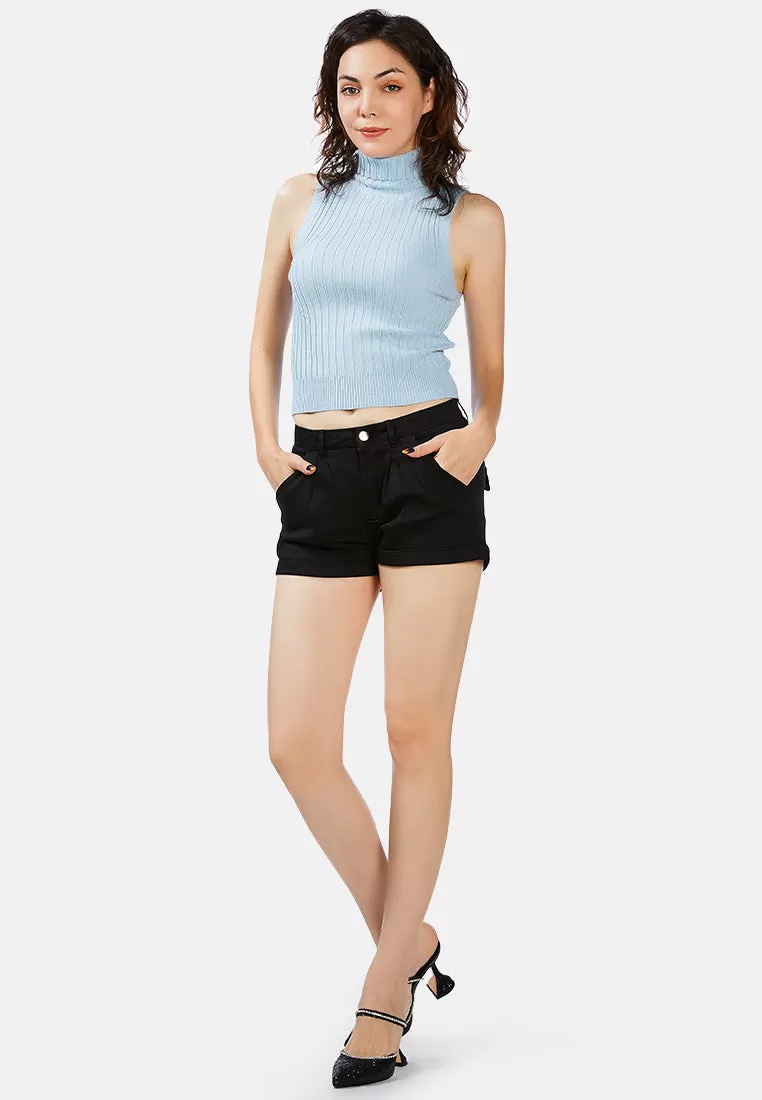 Pleated Flap Pocket Shorts