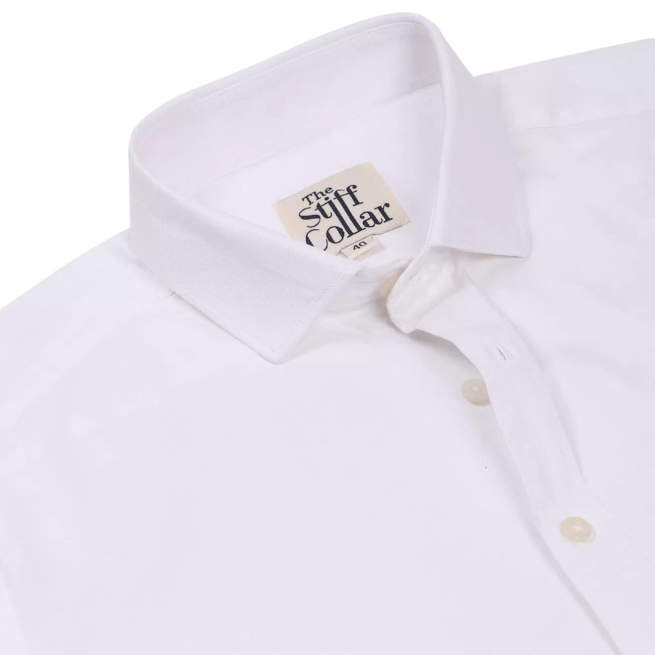 Premium White Herringbone Giza Cotton Regular Fit Shirt