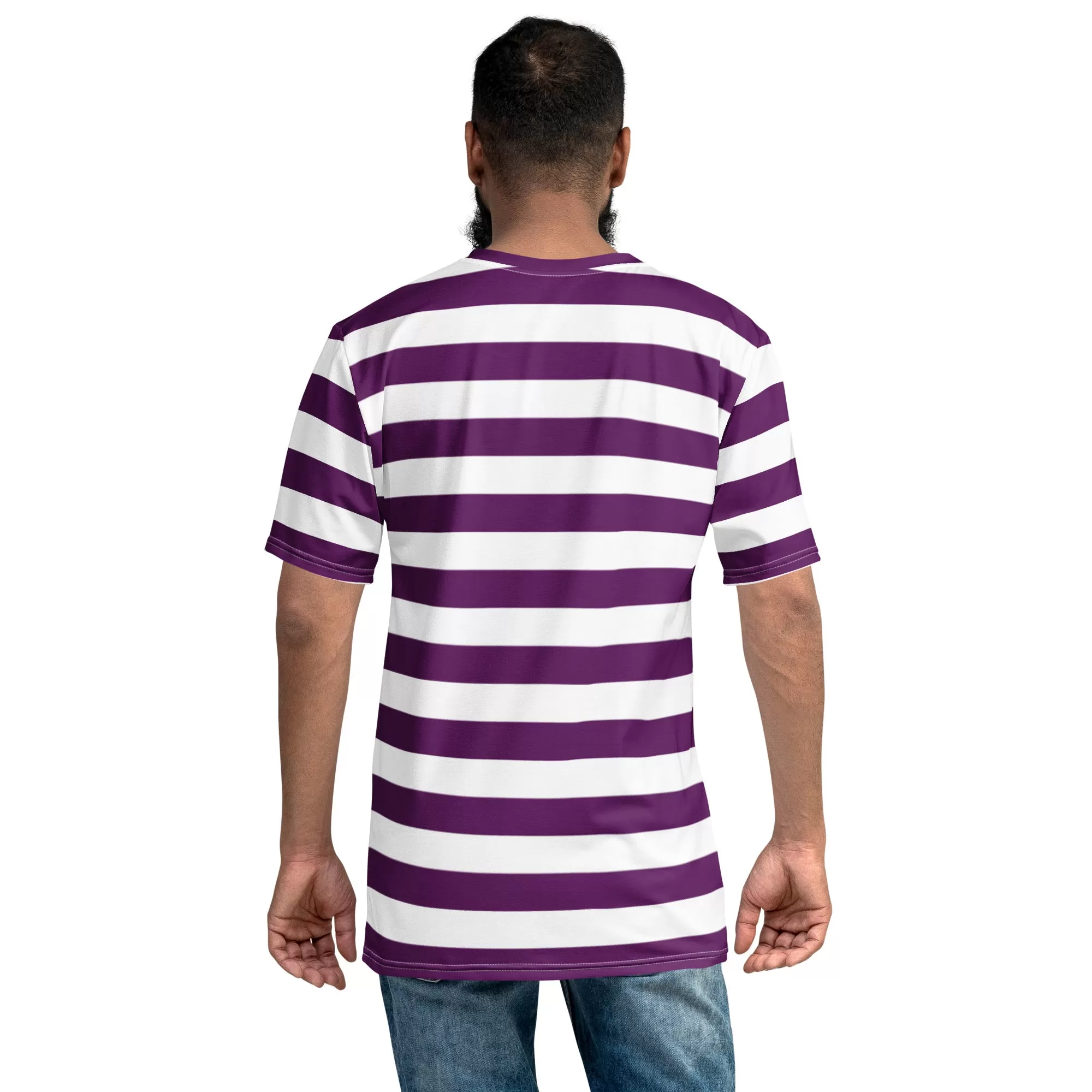 Purple And White Striped T Shirt For Men