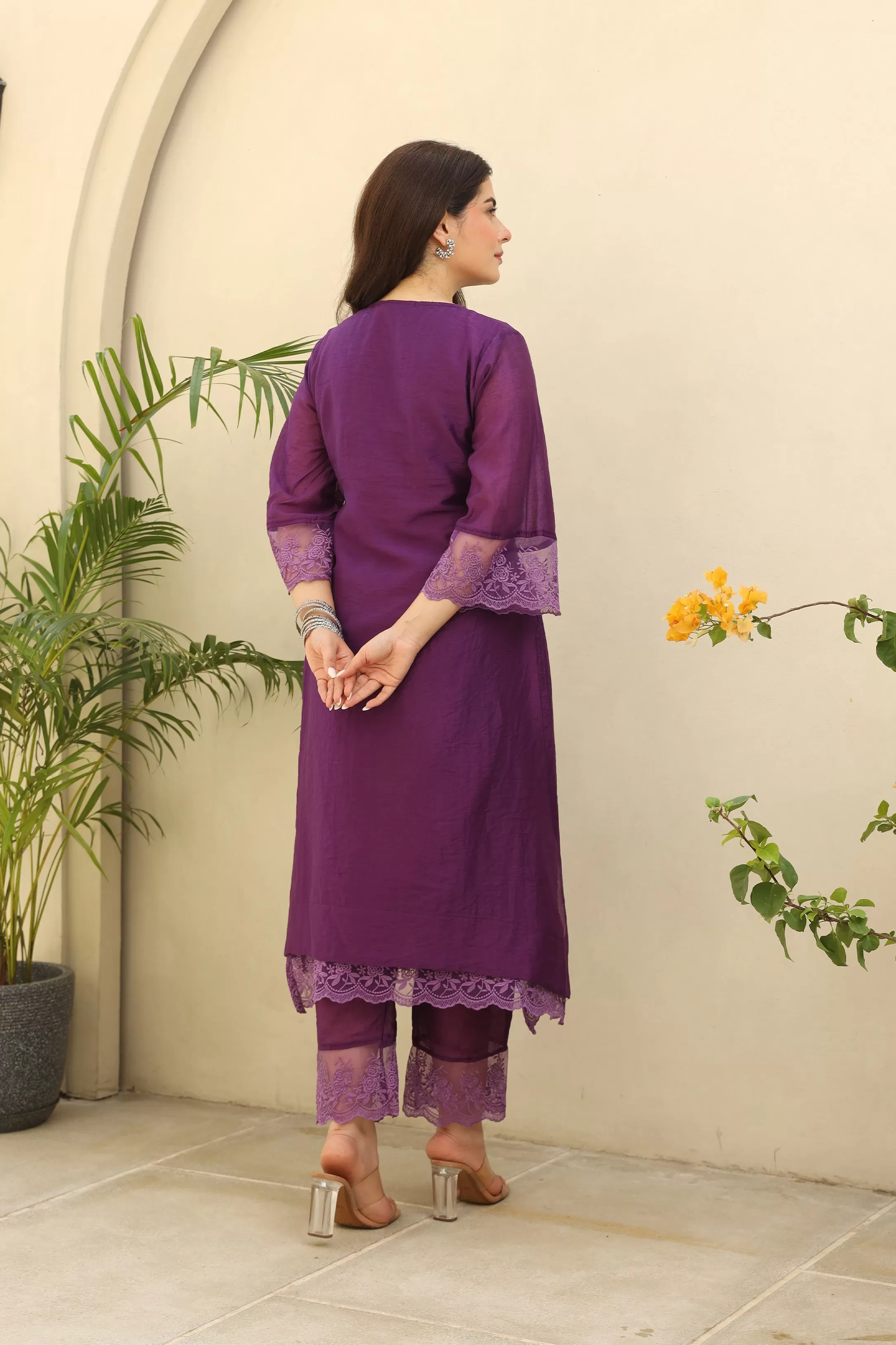 Purple Gemstone Elegance Chanderi Suit Set