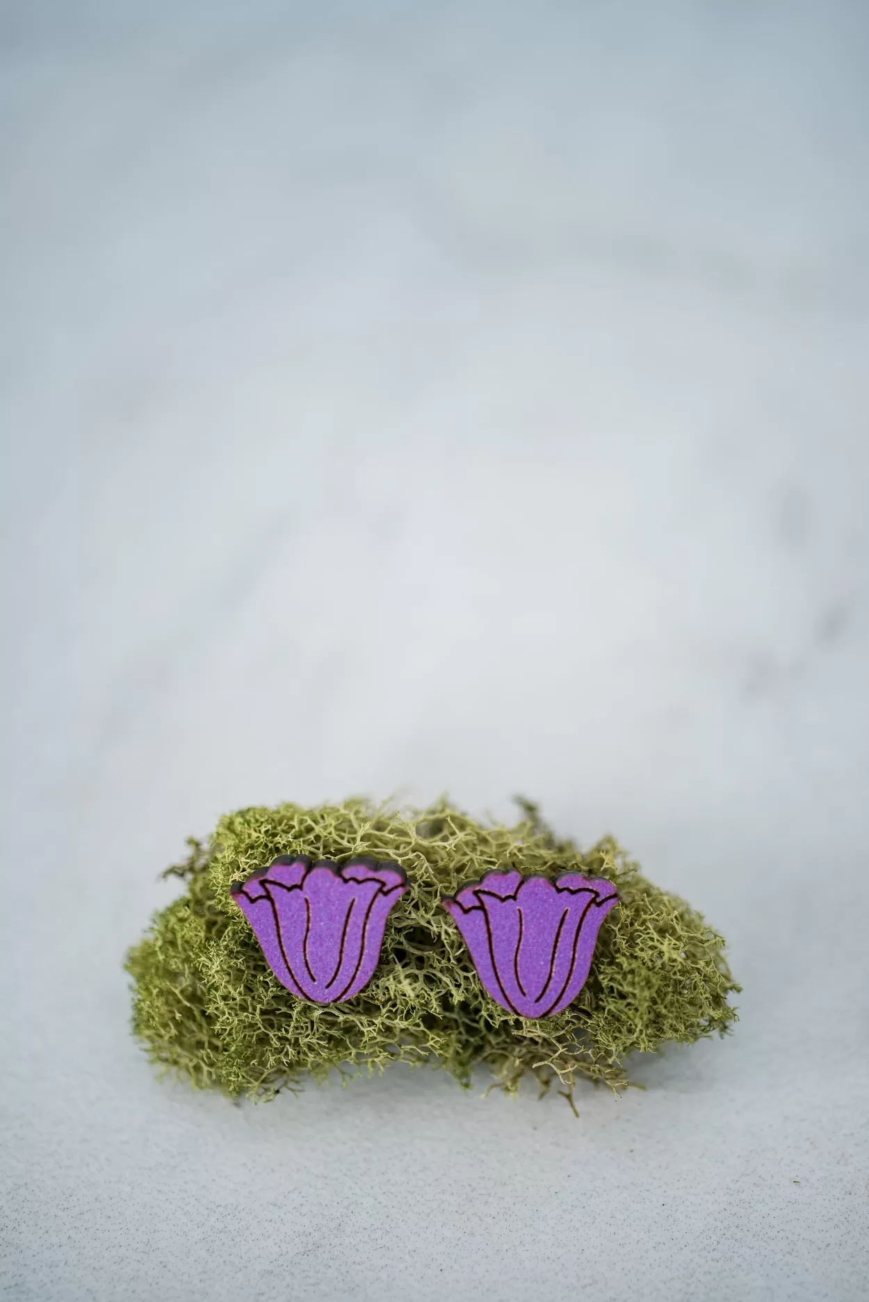 Purple Tulip Wood Studs