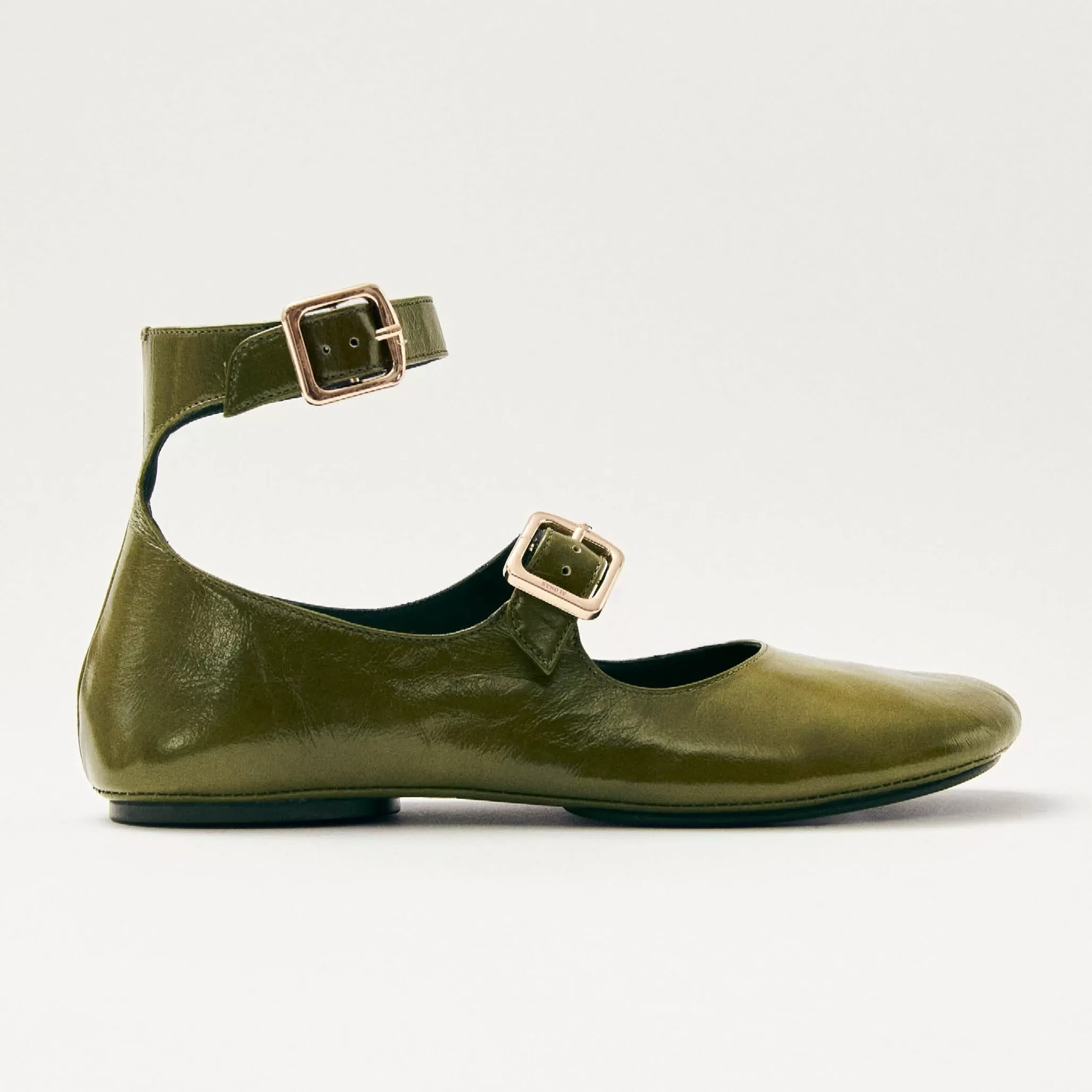 Samoa Onix Khaki Leather Ballet Flats