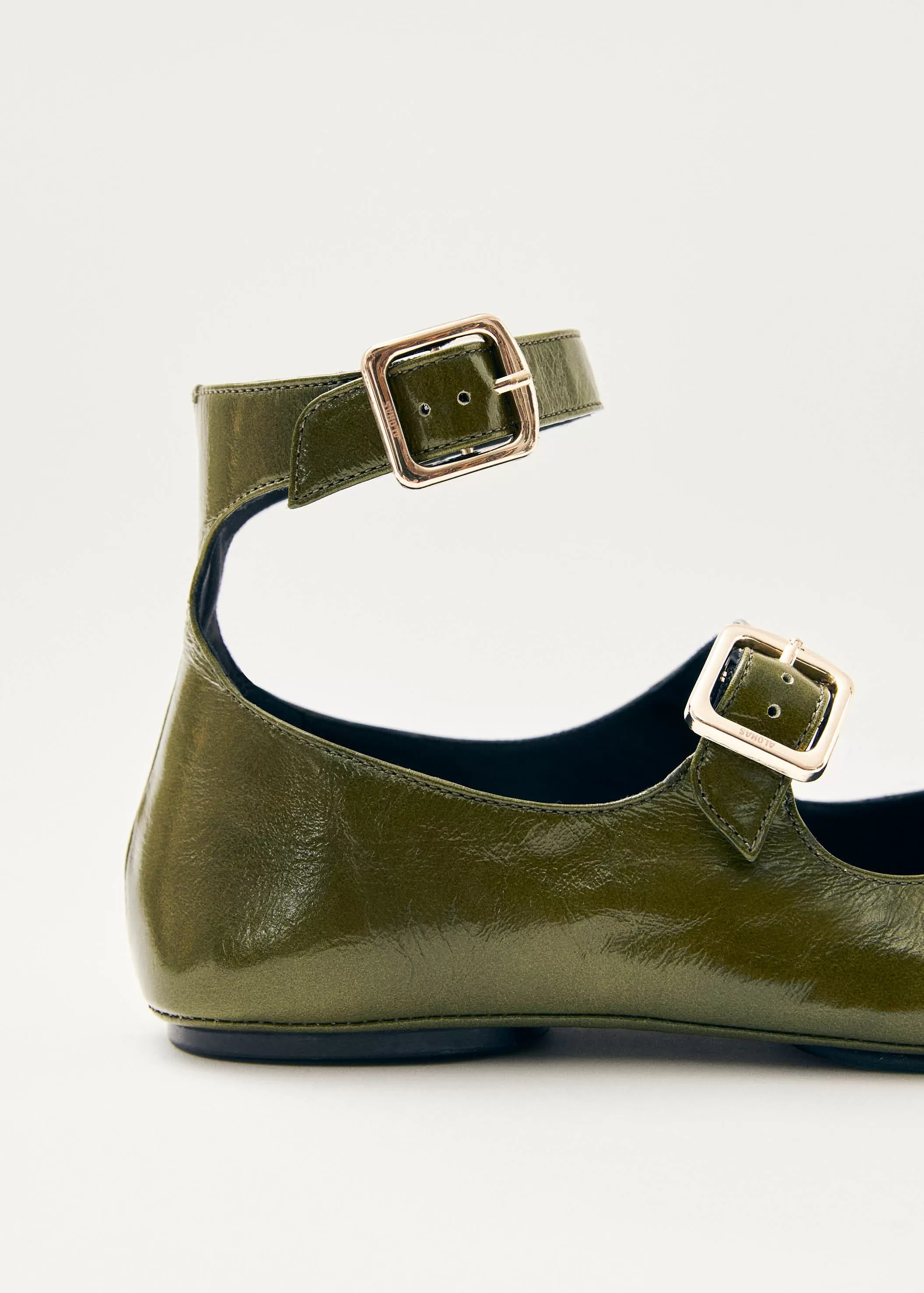 Samoa Onix Khaki Leather Ballet Flats