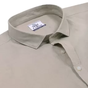 Sand Beige Pure Linen Half Sleeve Shirt