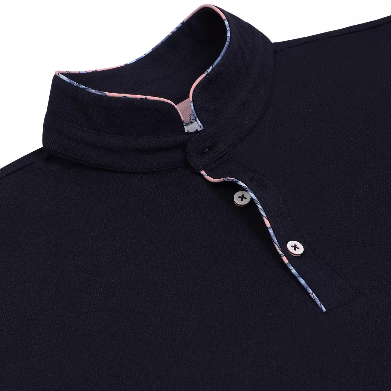 Soft Cotton Rich Navy Mandarin Collar Premium T-shirt