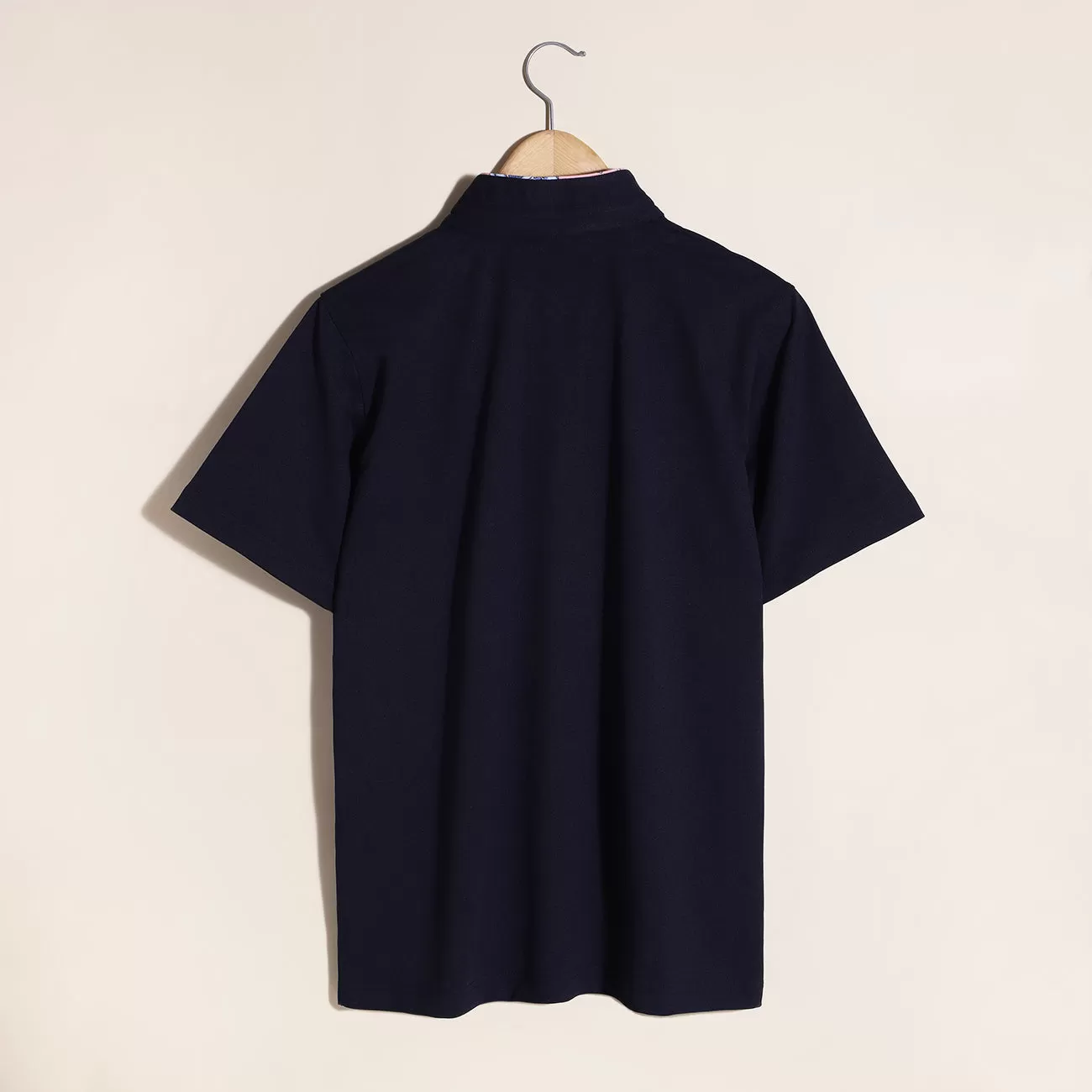 Soft Cotton Rich Navy Mandarin Collar Premium T-shirt