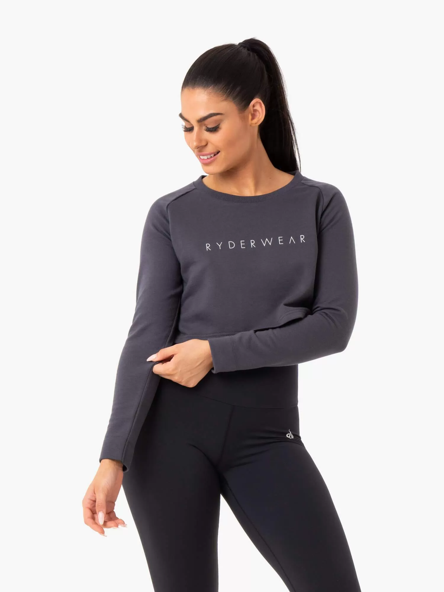 Staples Cropped Sweater - Charcoal