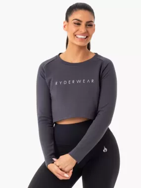 Staples Cropped Sweater - Charcoal