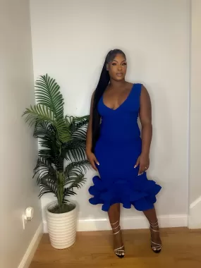 The mid Ruffle dress (Blue)