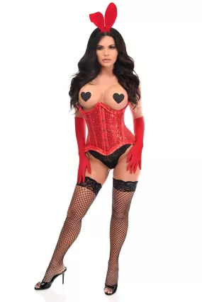 Top Drawer 4 PC Red Pin-Up Bunny Corset Costume