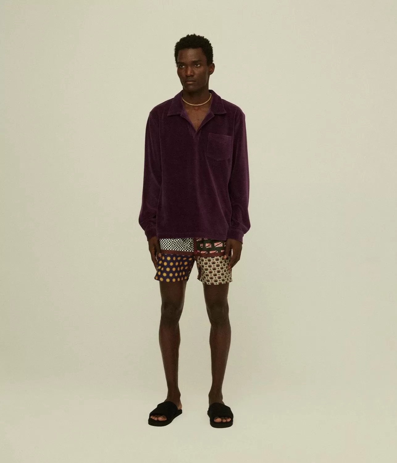 VELOUR LONG SLEEVE SHIRT- DANDY PURPLE