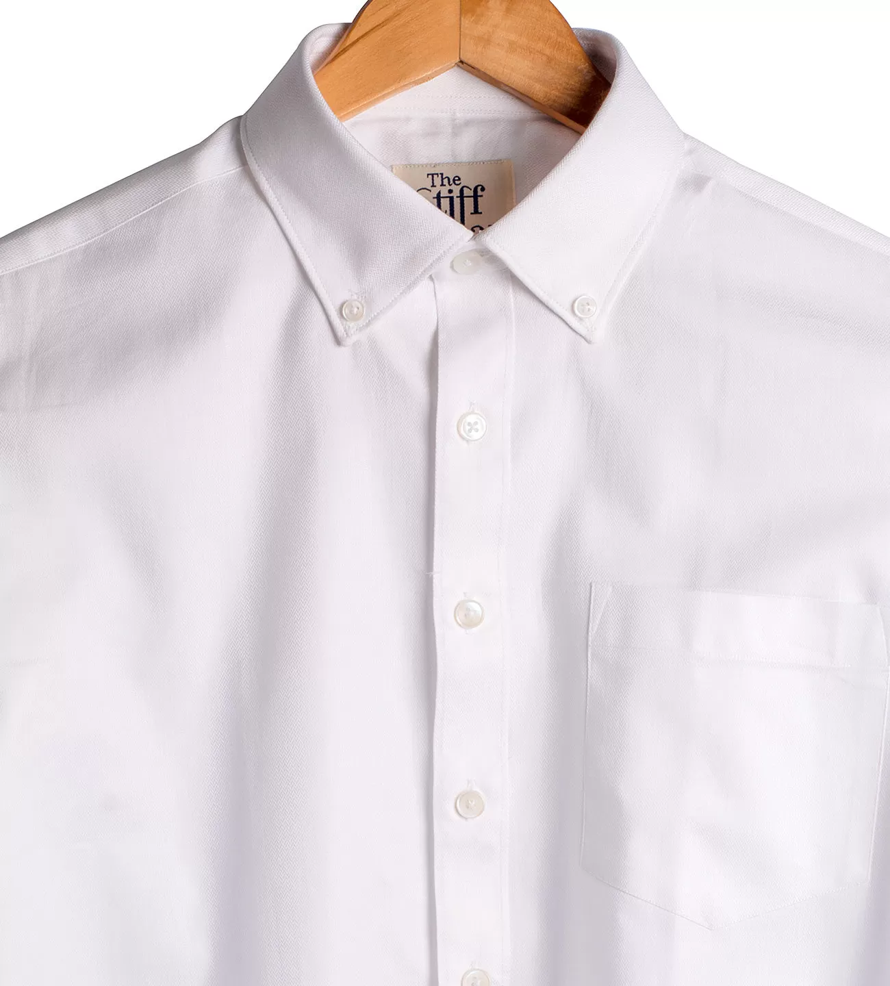 White Herringbone Button Down 2 Ply Giza Premium Cotton Shirt