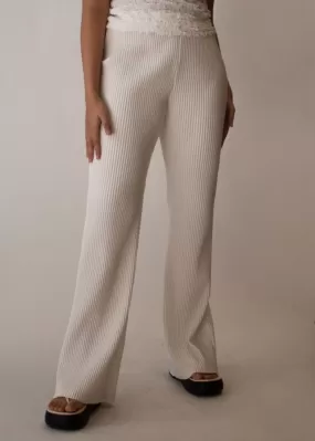 White Pleated Flared Pants