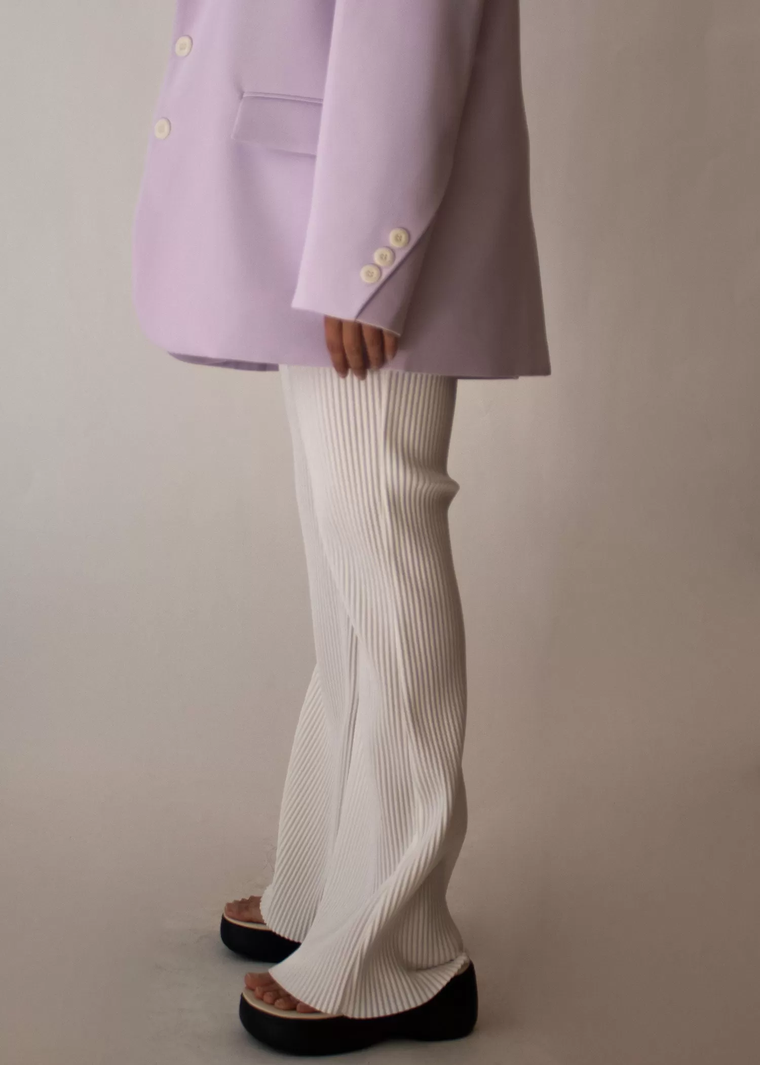 White Pleated Flared Pants