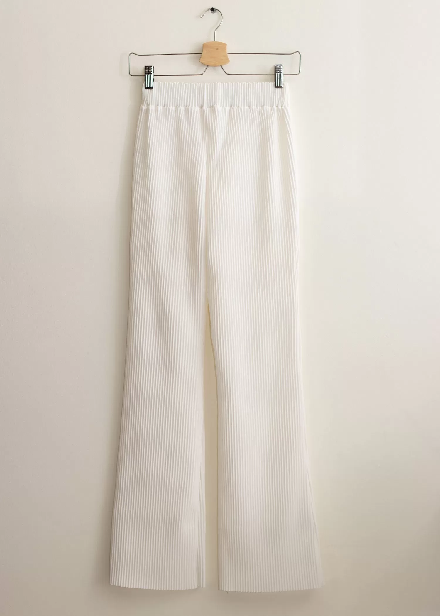 White Pleated Flared Pants