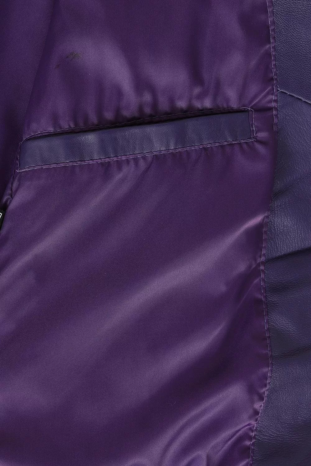 Women's Purple Biker Style Real Leather Jacket - CELIA