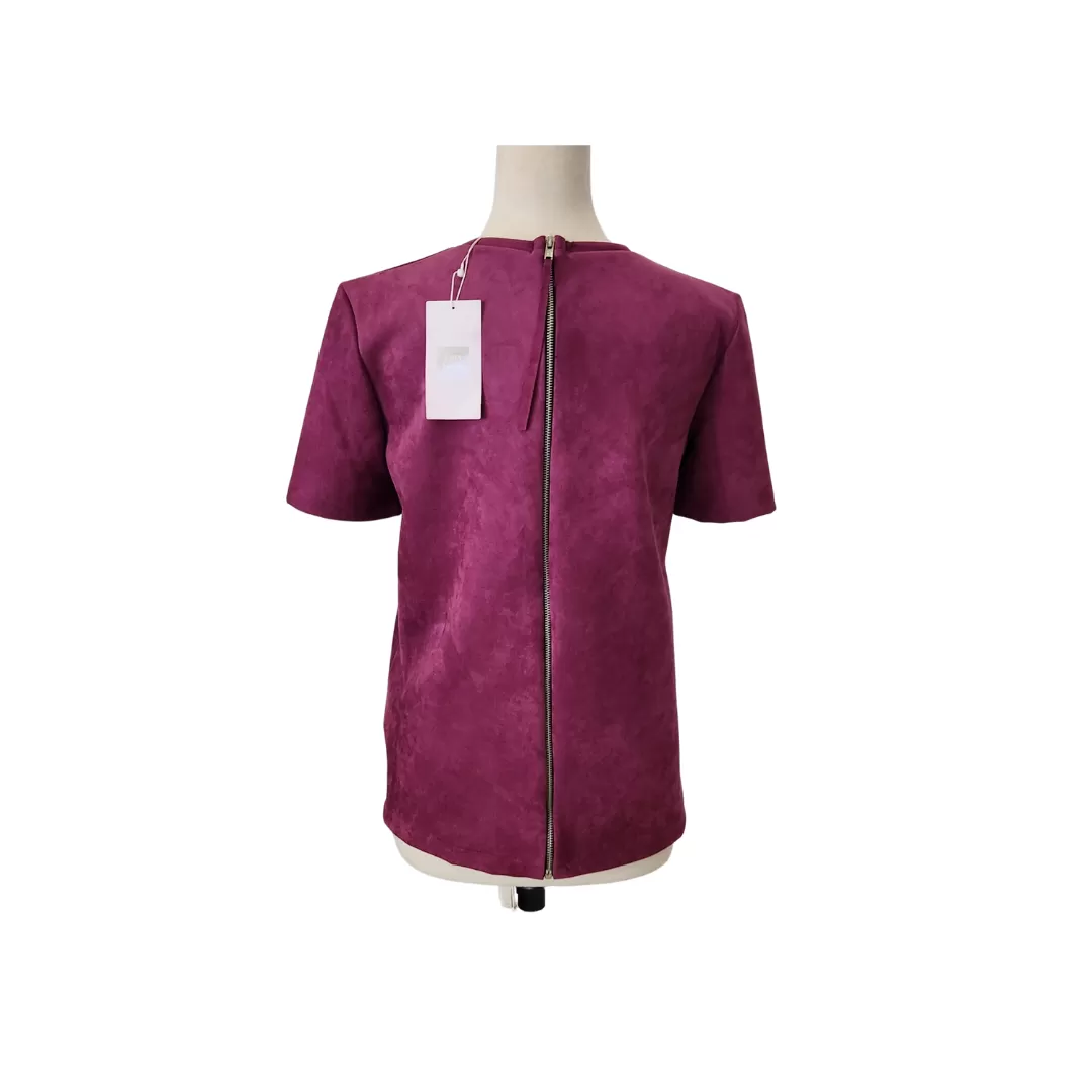 ZARA Purple Velvet Short Sleeve Shirt | Brand New |